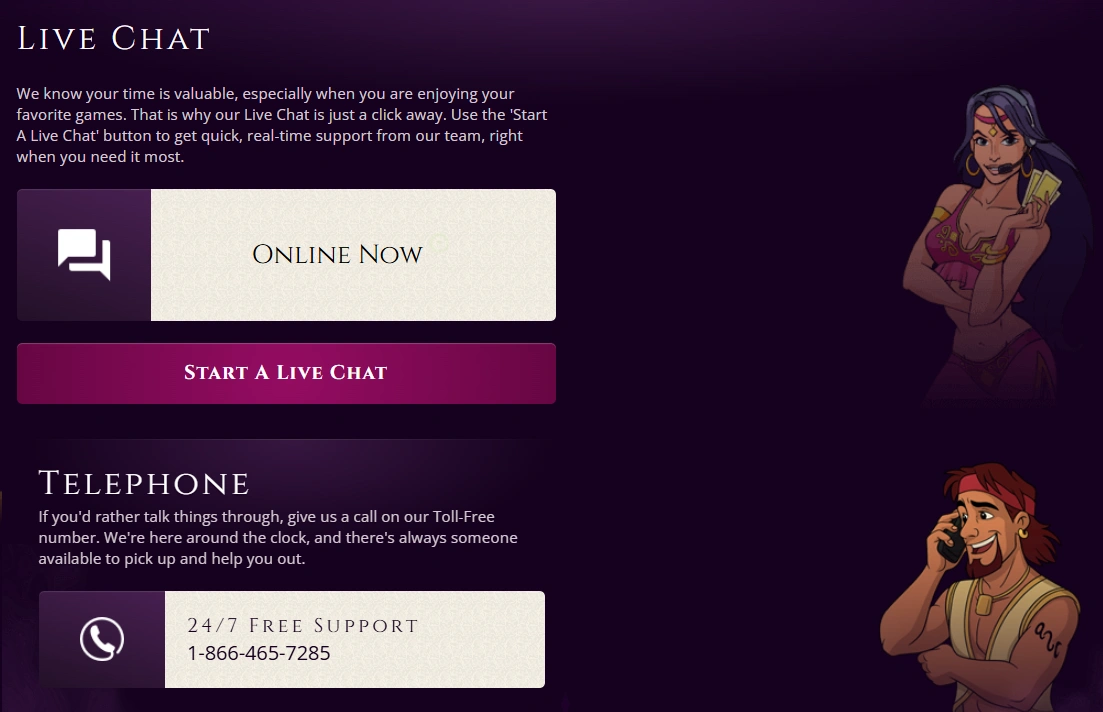 Aladdin's Gold Casino Player Support